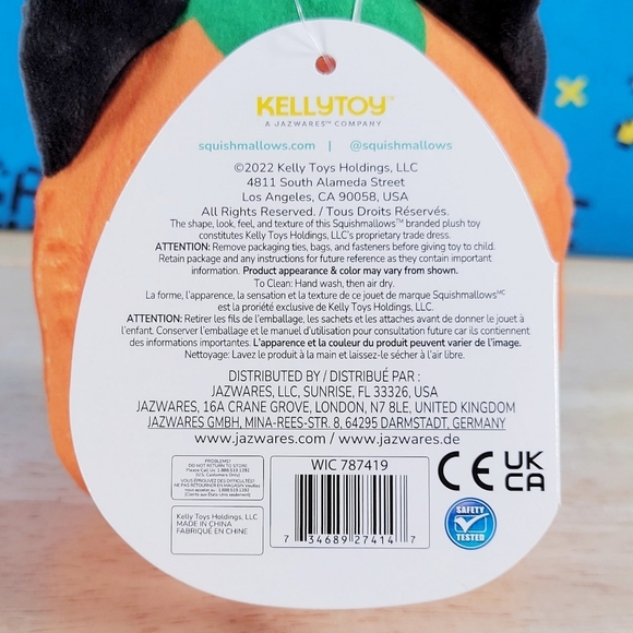 Squishmallow Calio the Cat with Pumpkin Costume 3" Clip Stuffed Halloween Plush - Picture 7 of 7